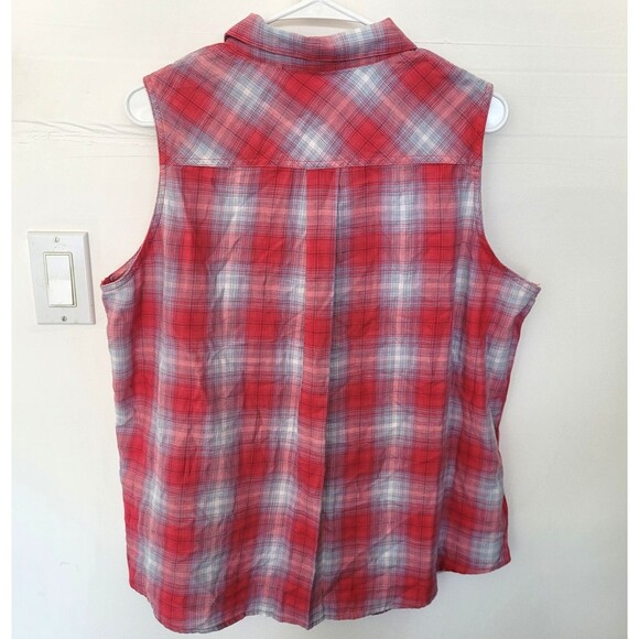 ARIAT Billie Jean Sleeveless Plaid Womens XL Red Pink Western Cowgirl Rodeo - Picture 6 of 6